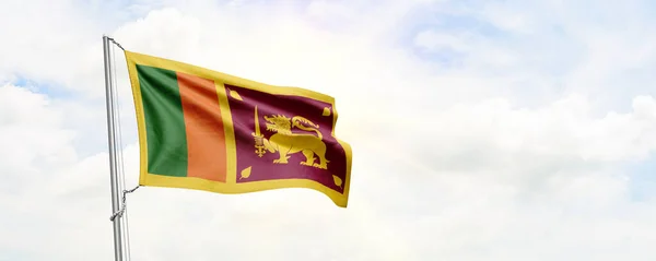 stock image Sri Lanka flag waving on sky background. 3D Rendering