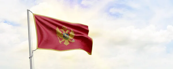 Montenegro Flag Waving Sky Background Rendering — Foto Stock