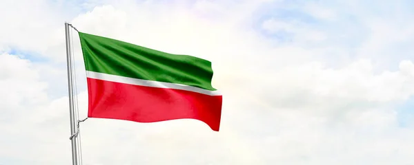 Tatarstan Flag Waving Sky Background Rendering — Stock Photo, Image