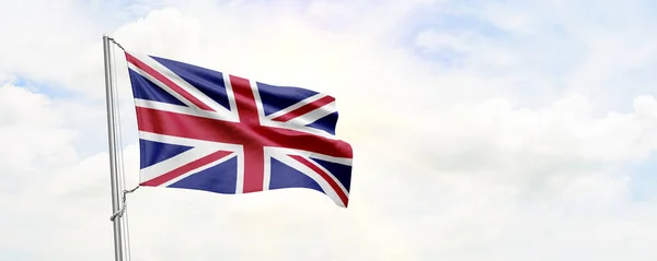 Bandeira Reino Unido Agitando Fundo Céu Renderização — Fotografia de Stock