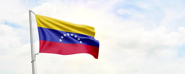 Venezuela Flag Waving Sky Background Rendering — стокове фото