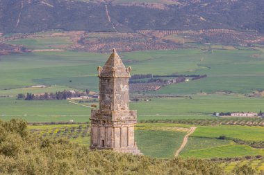 Tunus, Afrika 'daki ünlü Dougga arkeolojik sitesi. Unesco 'nun Dünya Mirası Sitesi.