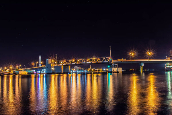 Capturing the Beauty of Bizerte City Bridge at Night