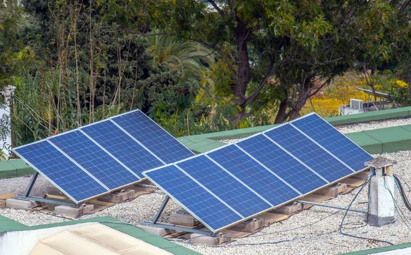 Solární Panely Instalované Střeše — Stock fotografie