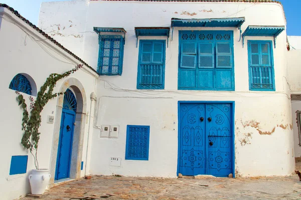 Sidi Bou Disse Exemplo Impressionante Arquitetura Tradicional Tunísia — Fotografia de Stock