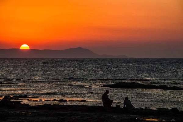 Sonnenuntergang Strand Mit Meerblick Cap Zebib Bizerte Tunesien Nordafrika — Stockfoto
