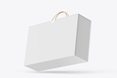 Karton Giysi Alışveriş Kutusu 3D Görüntü Beyaz Arkaplanda İzole Edildi