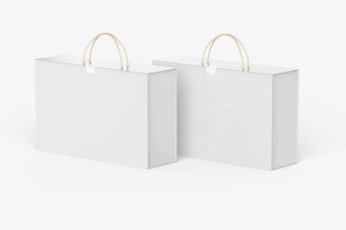 Karton Giysi Alışveriş Kutusu 3D Görüntü Beyaz Arkaplanda İzole Edildi