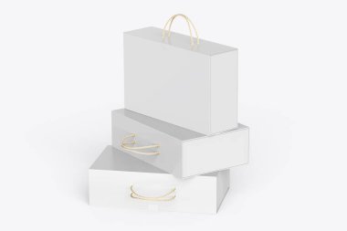 Karton Giysi Alışveriş Kutusu 3D Görüntü Beyaz Arkaplanda İzole Edildi