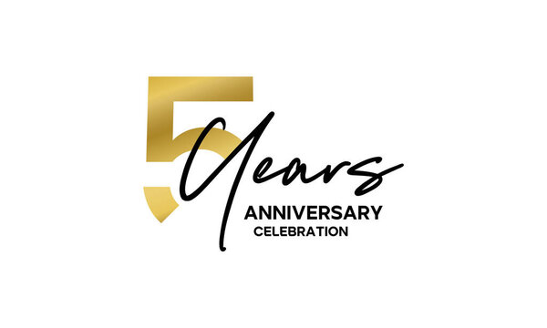 5th Anniversary Gold Logotype Design for Celebration Event