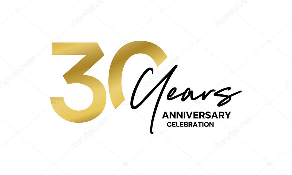 30th Anniversary Gold Logotype Design for Celebration Event