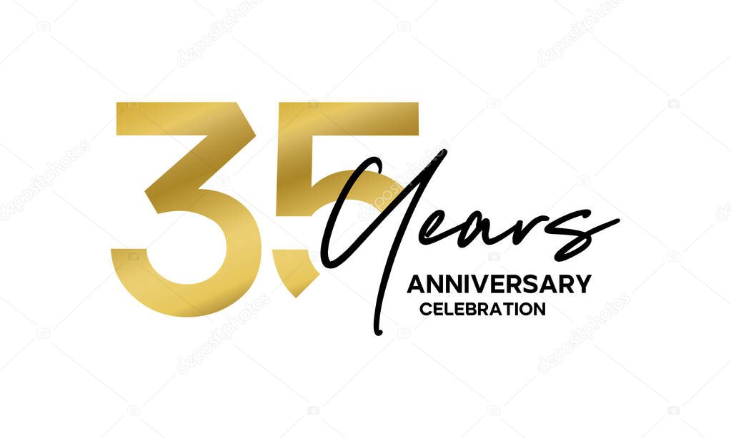 35th Anniversary Gold Logotype Design for Celebration Event