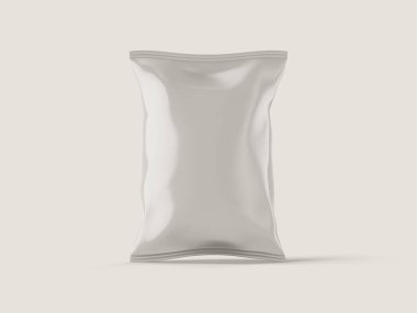 Atıştırmalık veya Patates Cipsi Paket Paketi Poşet Model 3D Görüntüleme Arkaplanda İzole Edildi
