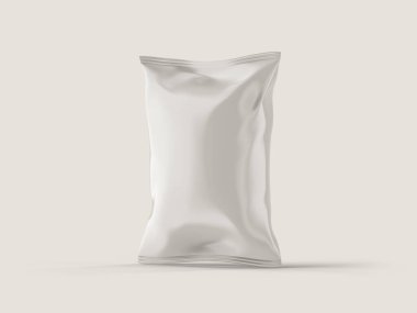 Atıştırmalık veya Patates Cipsi Paket Paketi Poşet Model 3D Görüntüleme Arkaplanda İzole Edildi
