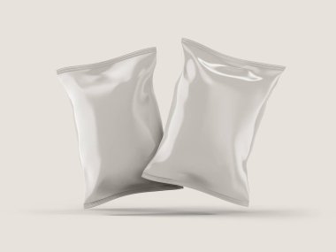 Atıştırmalık veya Patates Cipsi Paket Paketi Poşet Model 3D Görüntüleme Arkaplanda İzole Edildi