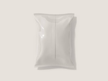 Atıştırmalık veya Patates Cipsi Paket Paketi Poşet Model 3D Görüntüleme Arkaplanda İzole Edildi