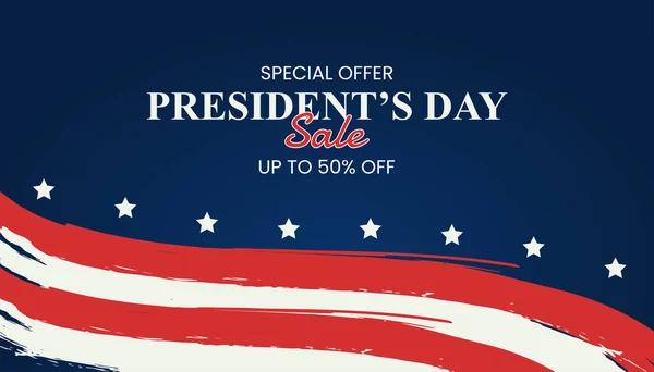 Başkanlar günü indirimi. Yüzde 50 'ye kadar indirim var. Vektör İllüstrasyonu