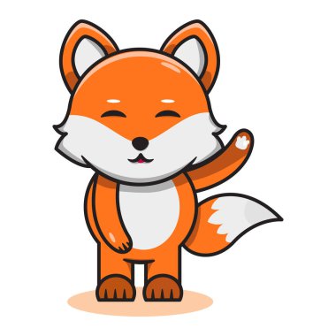 Fox şirin çizgi film vektör çizimi. Düz çizgi film tarzı. Vektör Eps10