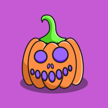 Şirin Cadılar Bayramı balkabağı tasviri. Düz Çizgi film biçimi.