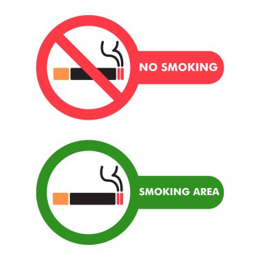 Sigara içme ve sigara içme yasak. vektör eps10
