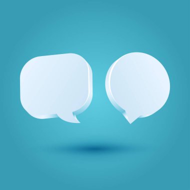 3d mavi konuşma kabarcığı sohbet kümesi