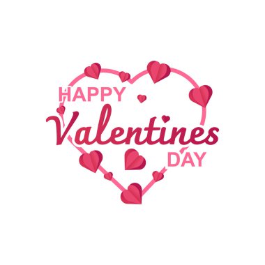 Beyaz arka planda el yazısıyla yazılmış el yazısı metni olan Sevgililer Günü tipografiniz kutlu olsun. Typography 's Valentine' s Day espiri dekorasyonu aşk çizgisi sanat ve kağıt kesim tarzı tasarım.