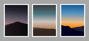 Alacakaranlık Duvarı sanat vektörü ayarlandı. Baskı, kapak, duvar kağıdı, asgari ve doğal duvar sanatı için Alacakaranlık Sanatı tasarımı. Vektör illüstrasyonu.