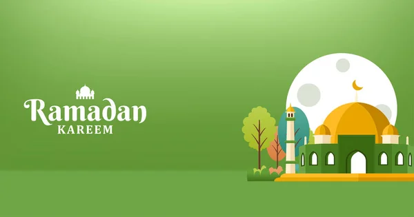 Ramadan Kareem Background Moon Mosque Illustration Green Background Illustration — Stockový vektor