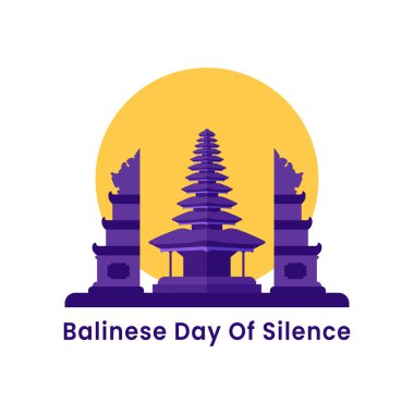 Bali Sessizlik Günü 'nün düz bir çizimi. Vektör İllüstrasyonu