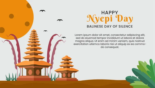 Šťastný Nyepi Den Balijský Den Ticha Vhodné Pro Blahopřání Plakát — Stockový vektor