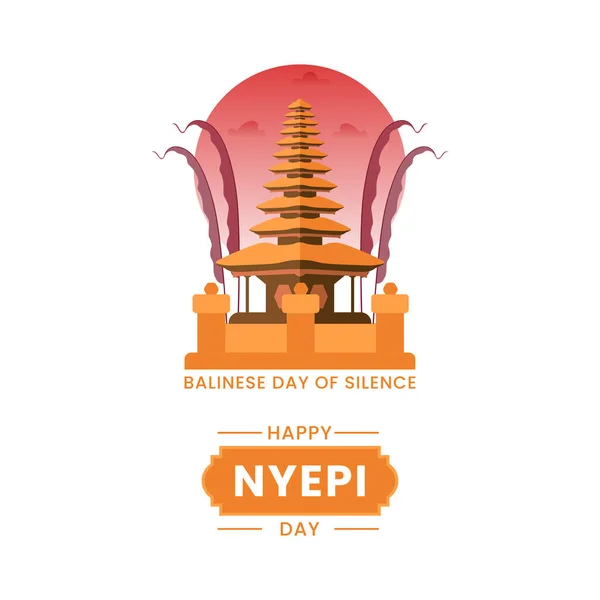 Illustration Traditional Hindu Temple Isolated White Background Nyepi Day Vector — Vetor de Stock