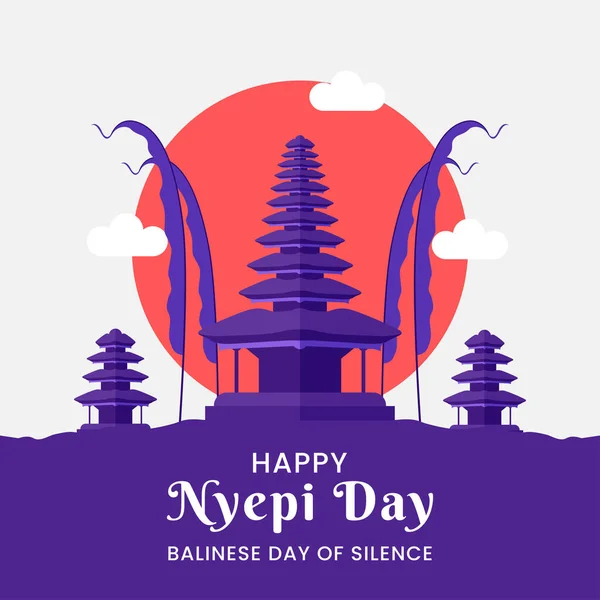 Happy Nyepi Day Balinese Day Silence Hindu New Year Vector — Vetor de Stock
