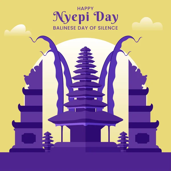 Ilustrace Dne Nyepi Nebo Balijského Dne Ticha Vhodné Pro Blahopřání — Stockový vektor