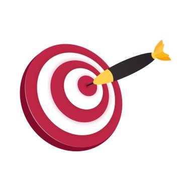 Hedefin üç boyutlu çizimi beyaz arkaplanda izole edildi. Vektör İllüstrasyonu