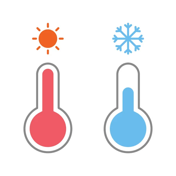 Επίπεδη Απεικόνιση Θερμόμετρων Θερμών Και Ψυχρών Θερμοκρασιών Που Απομονώνονται Λευκό — Διανυσματικό Αρχείο