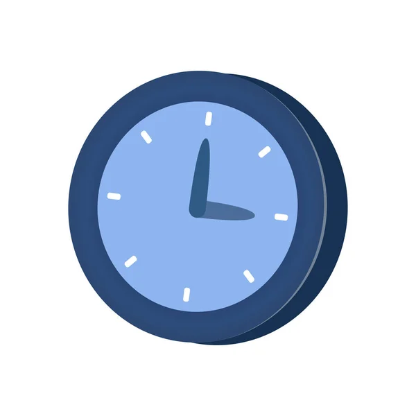 Flat Illustration Clock Isolated White Background Vector Illustration — Stock Vector