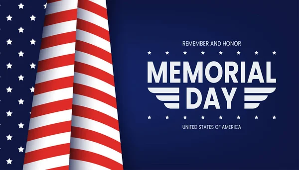 Día Los Caídos América Con Letras Recordar Honrar Fondo Bandera — Vector de stock