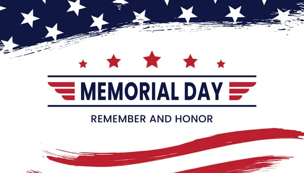 Memorial Day Remember Honor Banner Inglés Celebración Del Día Conmemorativo — Vector de stock