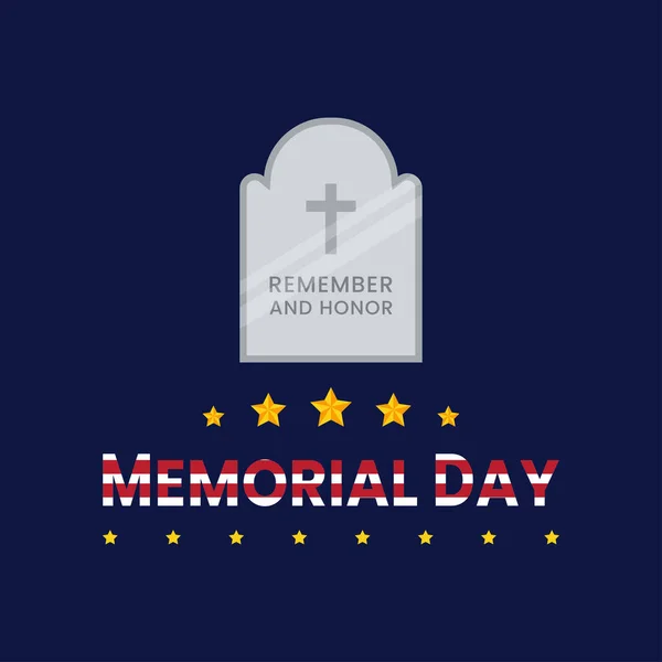 Memorial Day America Background Tombstone Illustration Recuerda Honra Ilustración Vectorial — Vector de stock