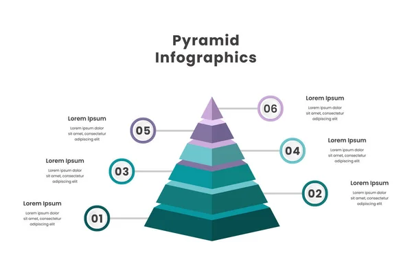 Pyramideninfografische Elementvorlage Mit Schritten Und Zahl Geeignet Für Geschäftspräsentation Vektorillustration — Stockvektor
