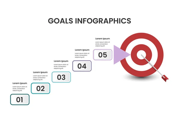 Objetivos Design Modelo Infográficos Para Apresentação Negócios Ilustração Vetorial — Vetor de Stock