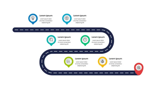 Yol haritası Infographic tasarım şablonu. Vektör İllüstrasyonu