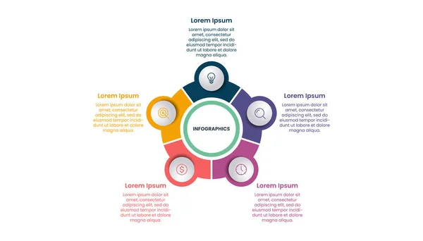 stock vector Business circle infographic template design with icons and five steps or options. Vector infographic element.