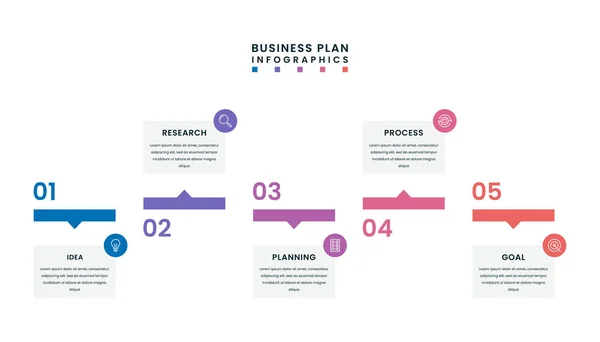 Business Plan Infographic Template Infographic Design Icons Number Options Steps — Stock Vector