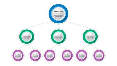 İş sunumu için hiyerarşi örgütü bilgi grafikleri şablonu. Vektör BilgisiName