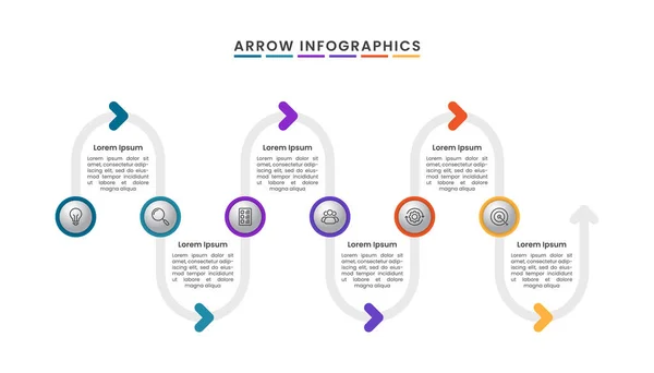 Road Arrow Design Modelo Infográfico Negócios Infográfico Negócios Para Apresentação — Vetor de Stock