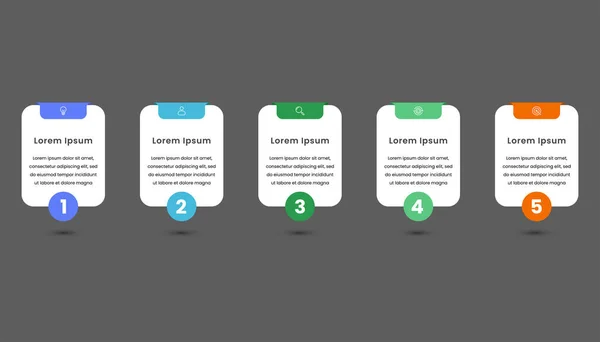 Presentatie Business Infographic Template Ontwerp Met Vijf Opties Stappen Pictogrammen — Stockvector