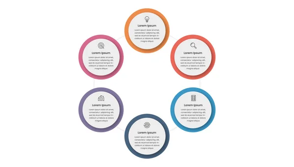 Diseño Plantilla Infografía Circle Business Con Seis Opciones Presentación — Vector de stock