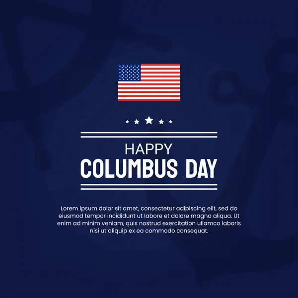 Happy Columbus Day Grußkarte Mit Amerikanischer Flagge — Stockvektor
