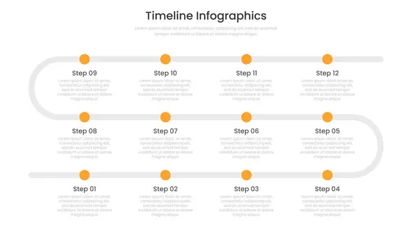 İş sunumu için 12 adımlı zaman çizelgesi bilgisi. Vektör BilgisiName
